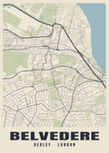 Heritage street map poster of Belvedere, Bexley, London