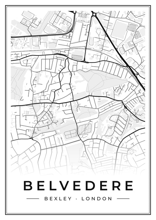 Street map poster of Belvedere, Bexley, London