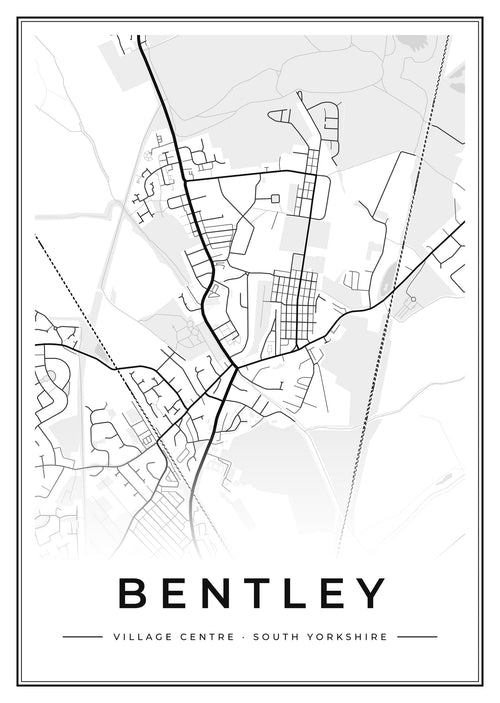 Street map poster of Bentley village centre, South Yorkshire