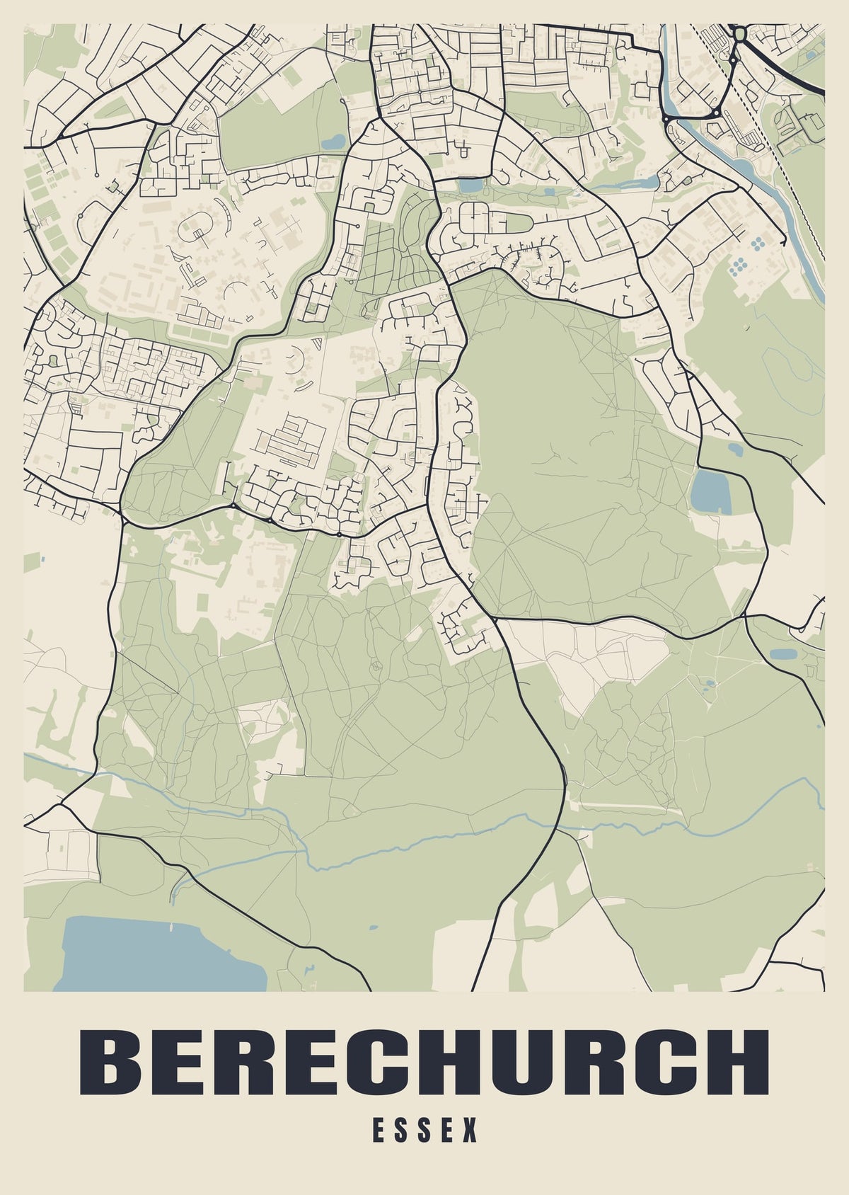 Street map poster of Berechurch, Essex