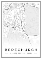 Street map poster of Berechurch village centre, Essex