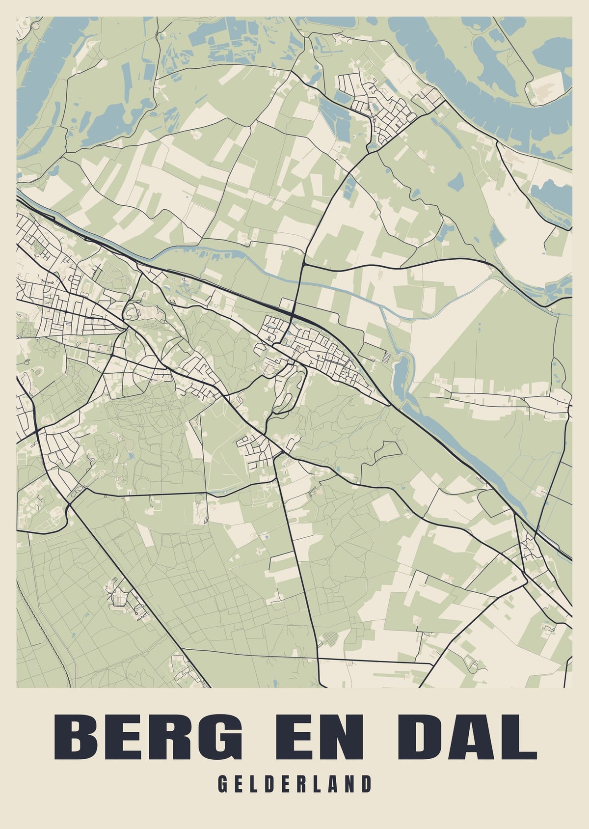 Street map poster of Berg en Dal, Gelderland