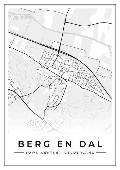 Street map poster of Berg en Dal town centre, Gelderland