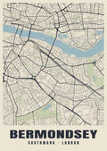 Heritage street map poster of Bermondsey, Southwark, London
