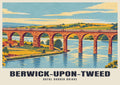 Royal Border Bridge, Berwick-upon-Tweed poster, Retro Railway style