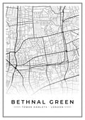 Street map poster of Bethnal Green, Tower Hamlets, London