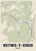 Street map poster of Betws-y-Coed, Conwy