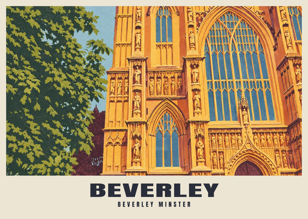 Beverley Minster poster, Retro Railway style