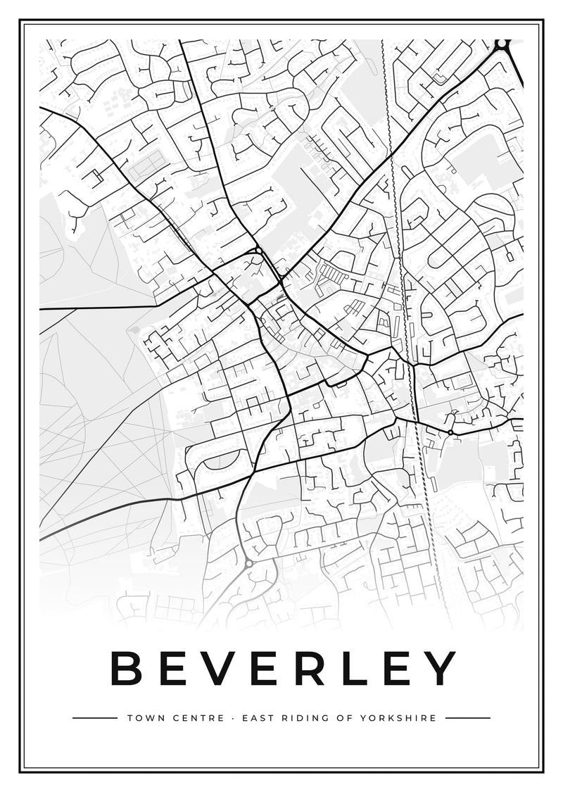 Beverley Town Centre Street Map Poster