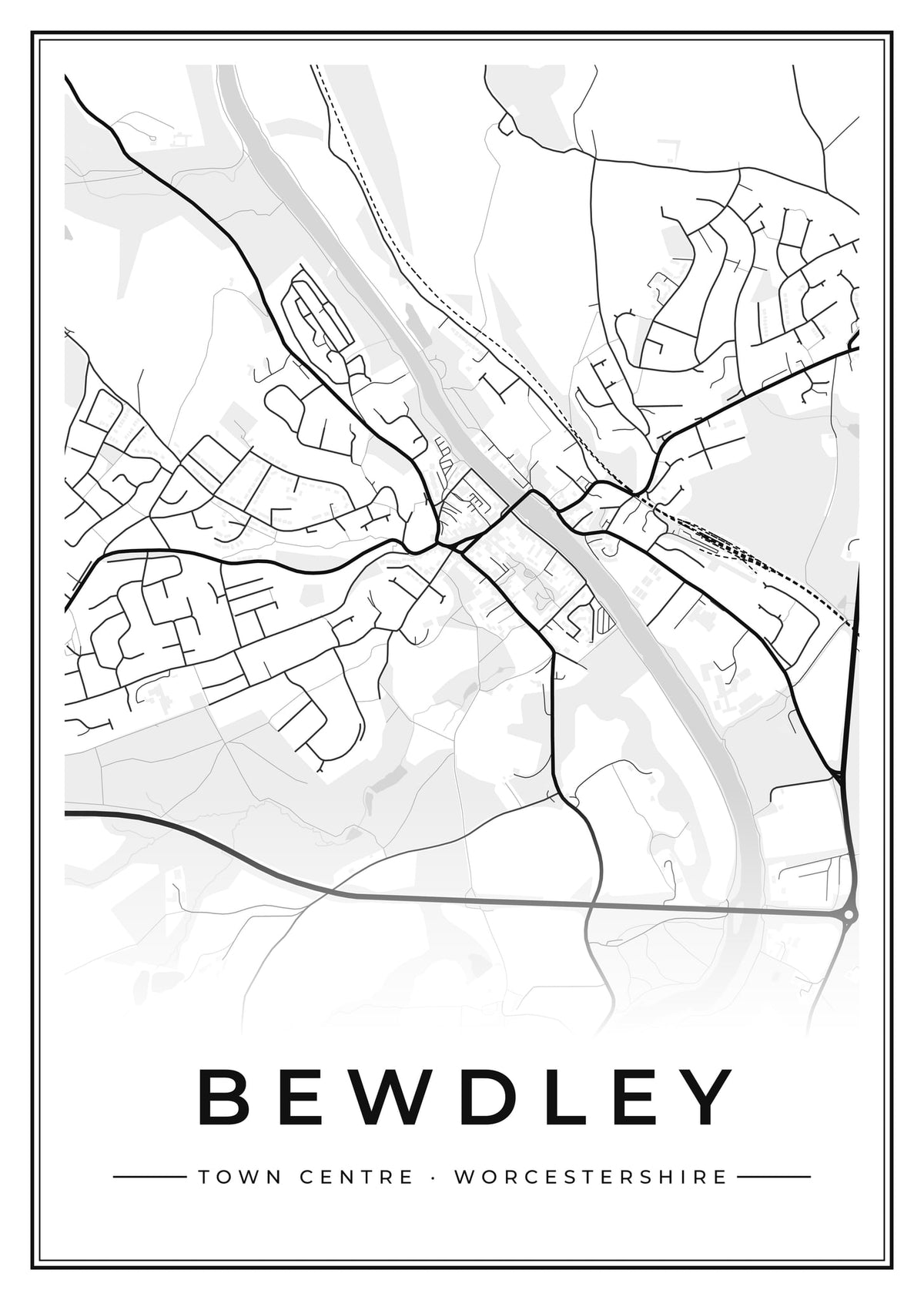 Street map poster of Bewdley town centre, Worcestershire