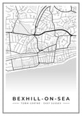 Street map poster of Bexhill-on-Sea town centre, East Sussex