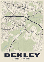 Heritage street map poster of Bexley, Bexley, London