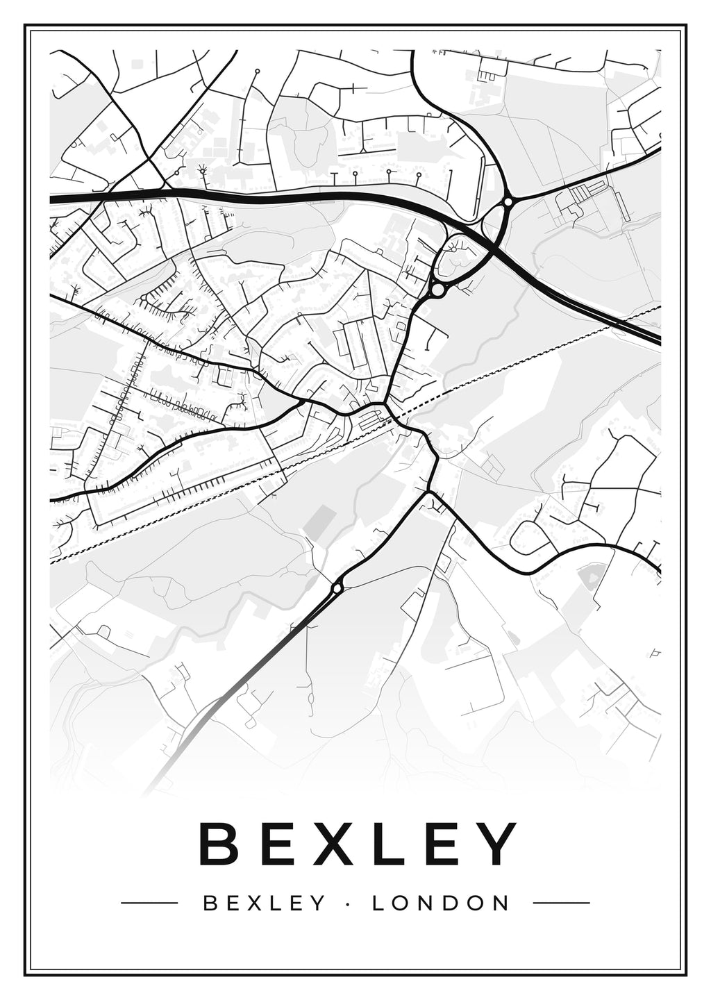Street map poster of Bexley, Bexley, London