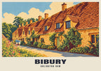 Arlington Row, Bibury poster, Retro Railway style