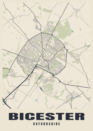 Bicester Street Map Poster