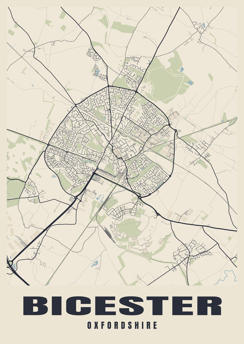 Bicester Street Map Poster