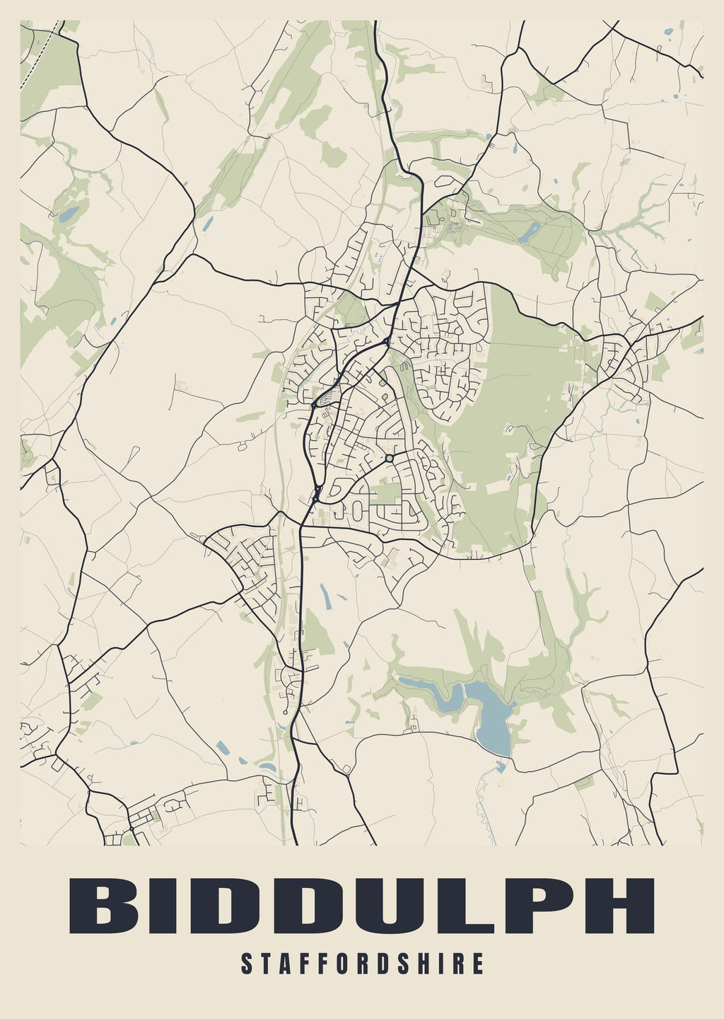 Street map poster of Biddulph, Staffordshire
