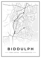 Street map poster of Biddulph town centre, Staffordshire