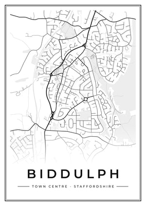 Biddulph Town Centre Street Map Poster
