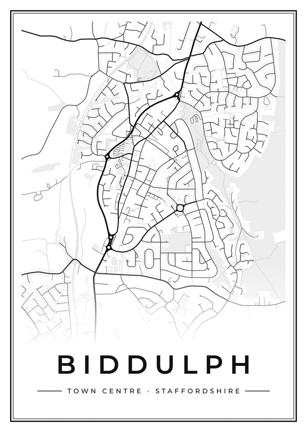 Biddulph Town Centre Street Map Poster