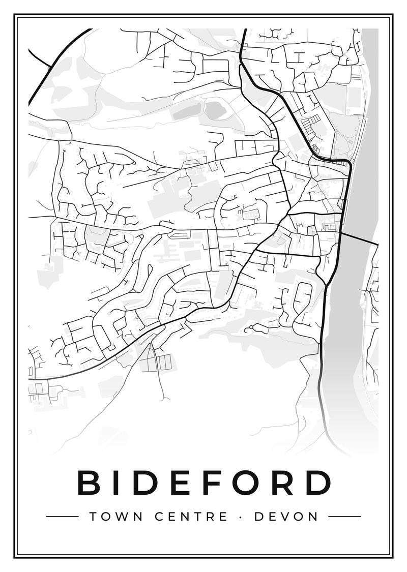 Bideford Town Centre Street Map Poster