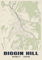 Heritage street map poster of Biggin Hill, Bromley, London