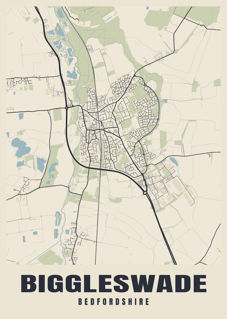 Biggleswade Street Map Poster