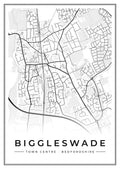 Street map poster of Biggleswade town centre, Bedfordshire