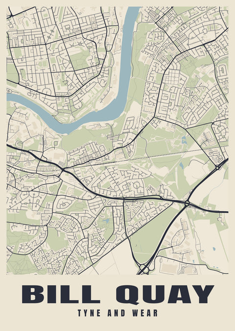 Bill Quay Street Map Poster