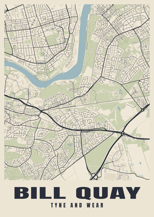Street map poster of Bill Quay, Tyne and Wear