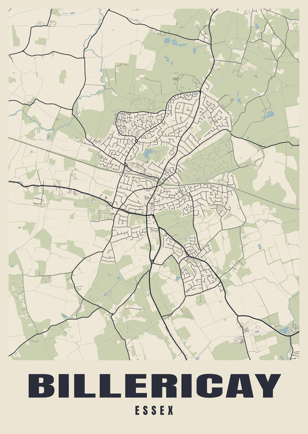 Billericay Street Map Poster