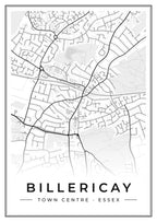 Street map poster of Billericay town centre, Essex