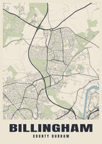 Street map poster of Billingham, County Durham