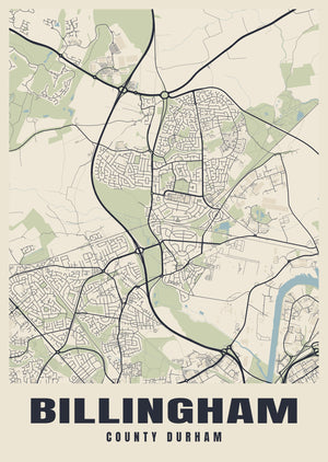 Billingham Street Map Poster