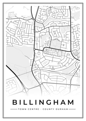 Billingham Town Centre Street Map Poster