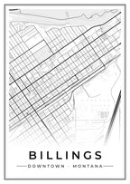 Street map poster of downtown Billings, Montana