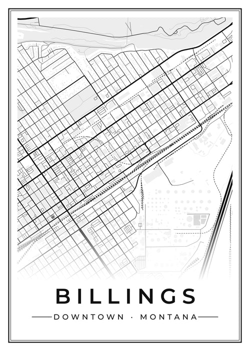 Street map poster of downtown Billings, Montana