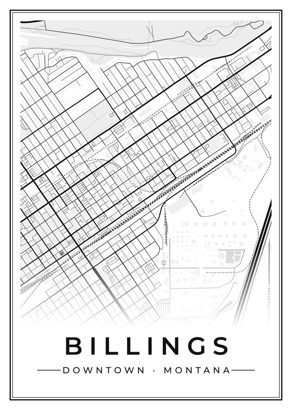 Billings Downtown Street Map Poster