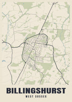 Street map poster of Billingshurst, West Sussex
