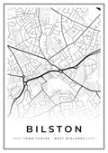 Street map poster of Bilston town centre, West Midlands