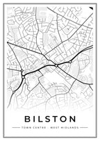 Street map poster of Bilston town centre, West Midlands