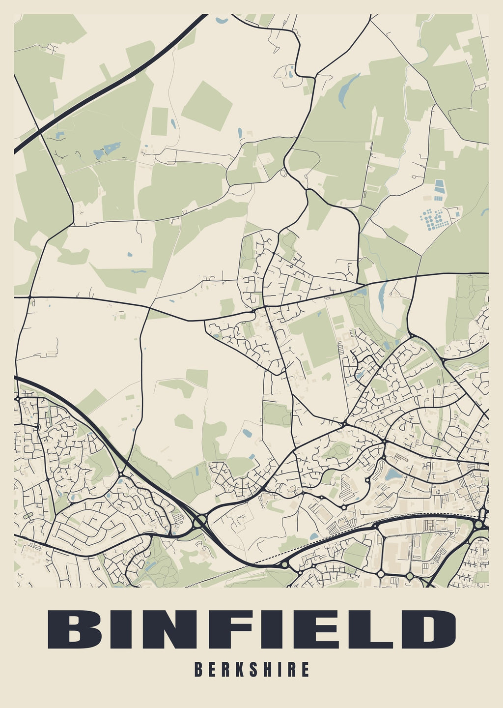 Street map poster of Binfield, Berkshire