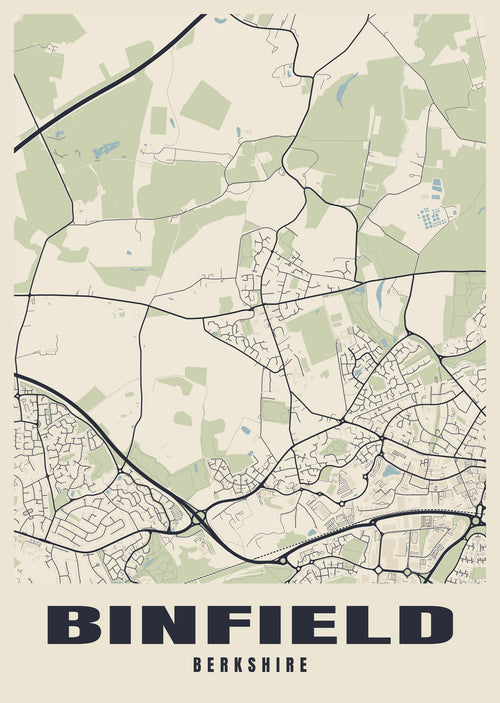 Street map poster of Binfield, Berkshire