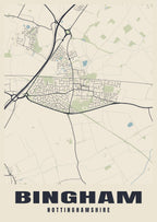 Street map poster of Bingham, Nottinghamshire