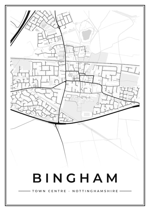 Street map poster of Bingham town centre, Nottinghamshire