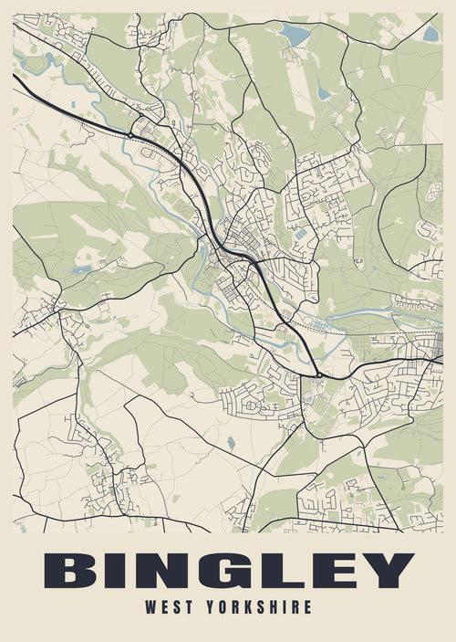 Street map poster of Bingley, West Yorkshire