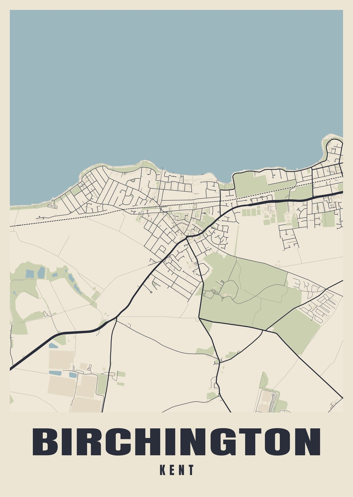 Street map poster of Birchington, Kent