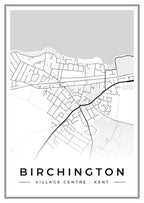 Street map poster of Birchington village centre, Kent
