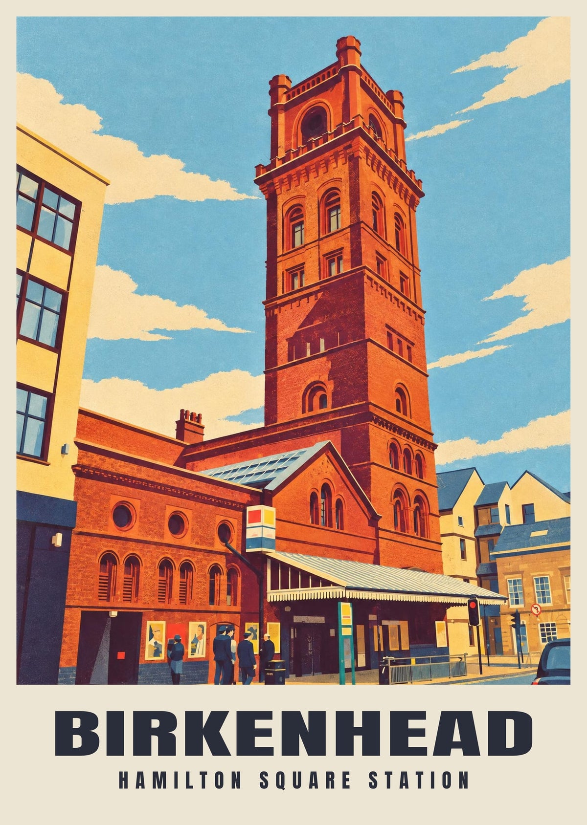 Hamilton Square Station, Birkenhead poster, Retro Railway style