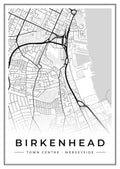 Street map poster of Birkenhead town centre, Merseyside